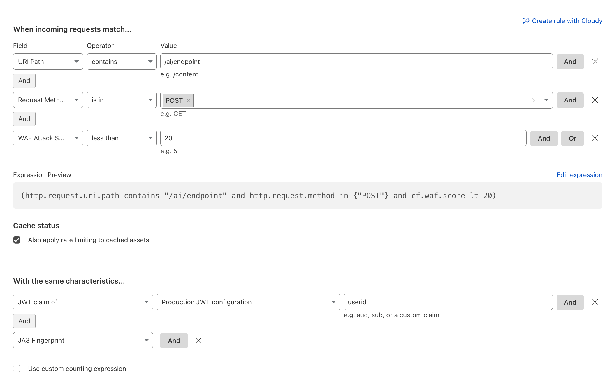 Advanced Rate Limiting preventing abuse on AI endpoint