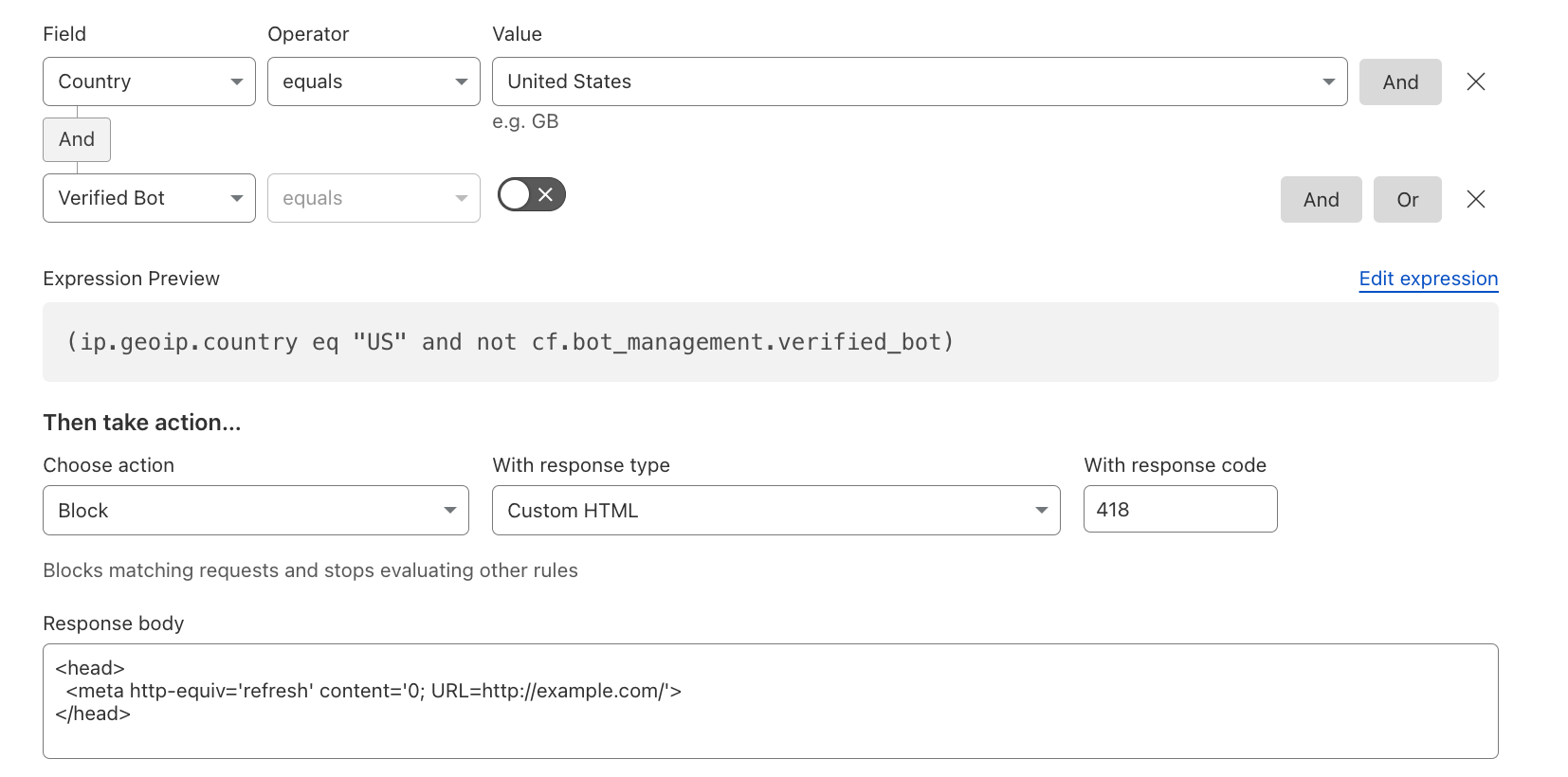 redirect-waf-custom-rules