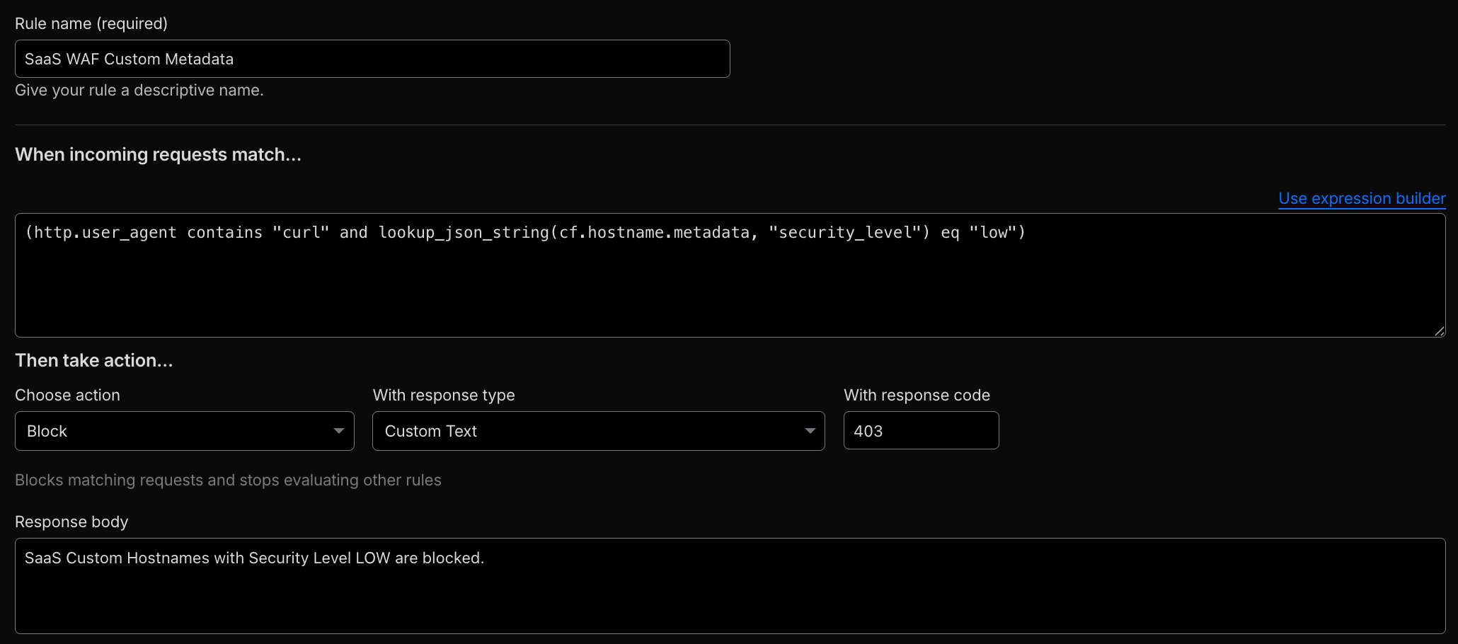 Cloudflare for SaaS WAF Custom Metadata