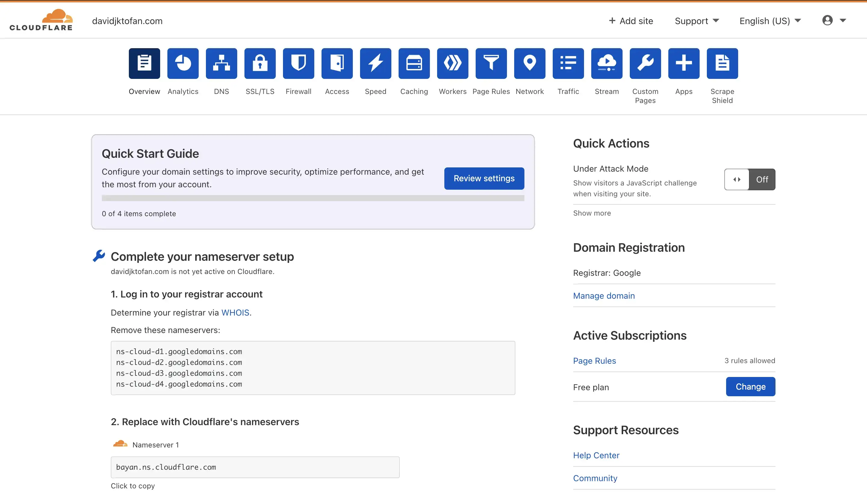 Cloudflare Web Dashboard